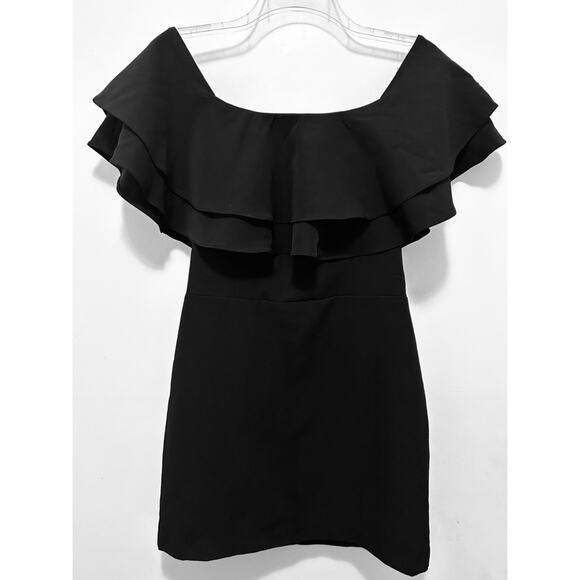 Endless Rose Ruffle Off-The-Shoulder Mini Dress - Black Medium NWT - Picture 6 of 8